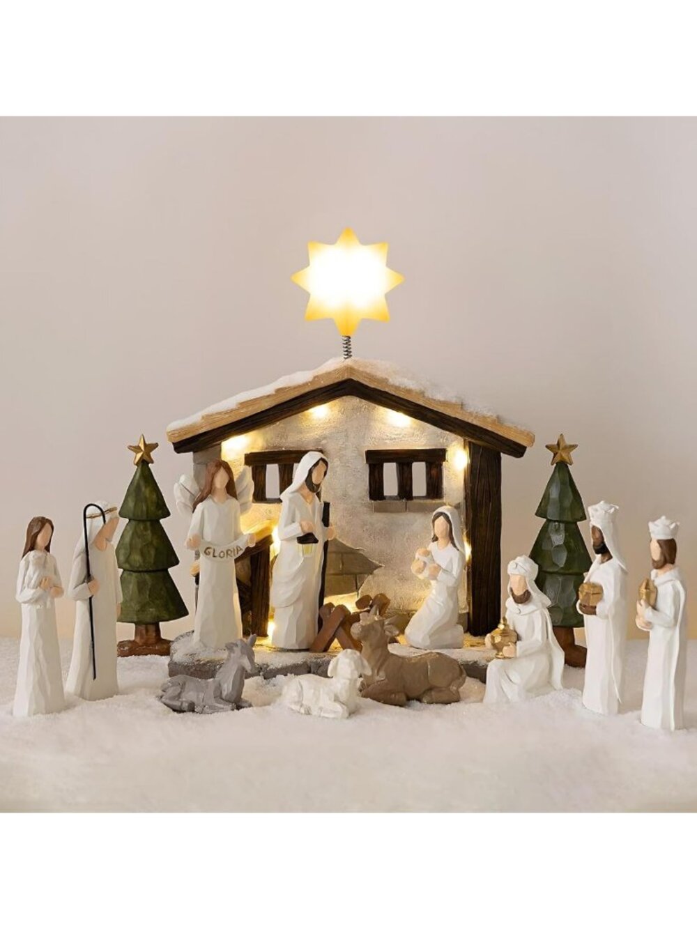 15-Piece Indoor Nativity Set - Christmas Scene Decor for Holiday Celebrations